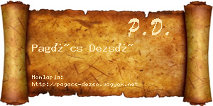 Pagács Dezső névjegykártya
